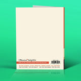 back of NOTE TO SELF GREETING CARD - Virgins On Fire Candle Co. includes phrases like "be kind to people"