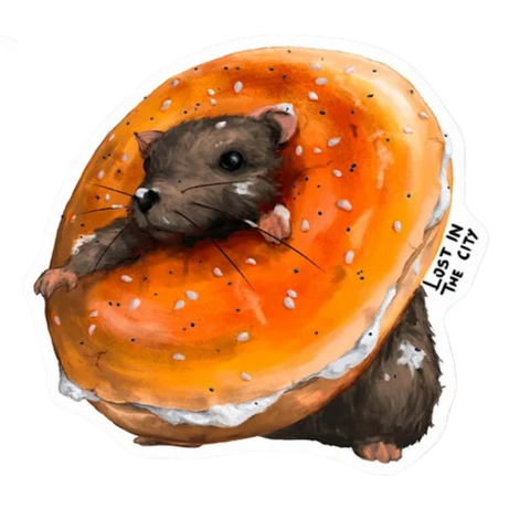 A rat stuck in an everything bagel