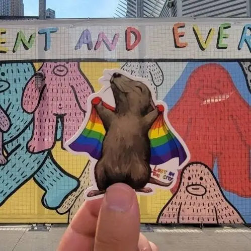 Cute NYC Gay Pride Rat Sticker LGBTQ add a sticker to your candle gift ...