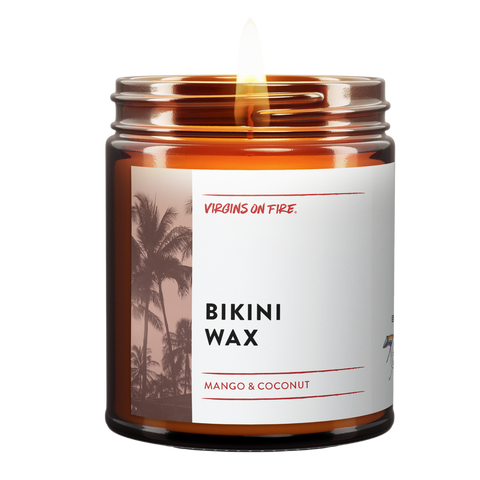 This is the Bikini Wax candle from Virgins On Fire Candle Co.