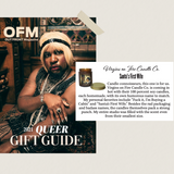 a snippet from a gift guide saying that santa's first wife candle is really great. "this one is for us!"