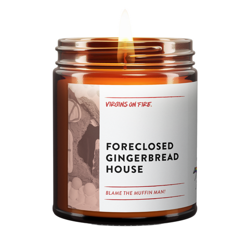 Foreclosed Gingerbread House Candle from Virgins On Fire Candle Co.