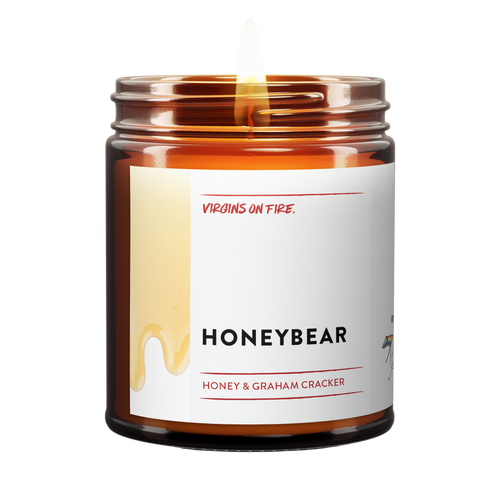 Honeybear is the name of a candle from Virgins On Fire Candle Co. This is a photo of that candle.