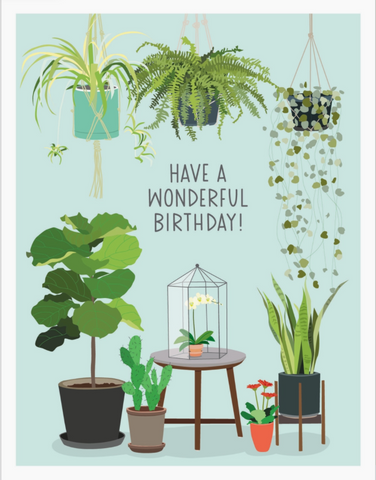 POTTED PLANTS BIRTHDAY CARD. AVAILABLE FOR SALE.
